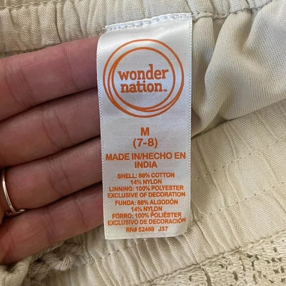 Wonder Nation Cream Lace Drawstring Shorts Youth Size Medium - Picture 4 of 4